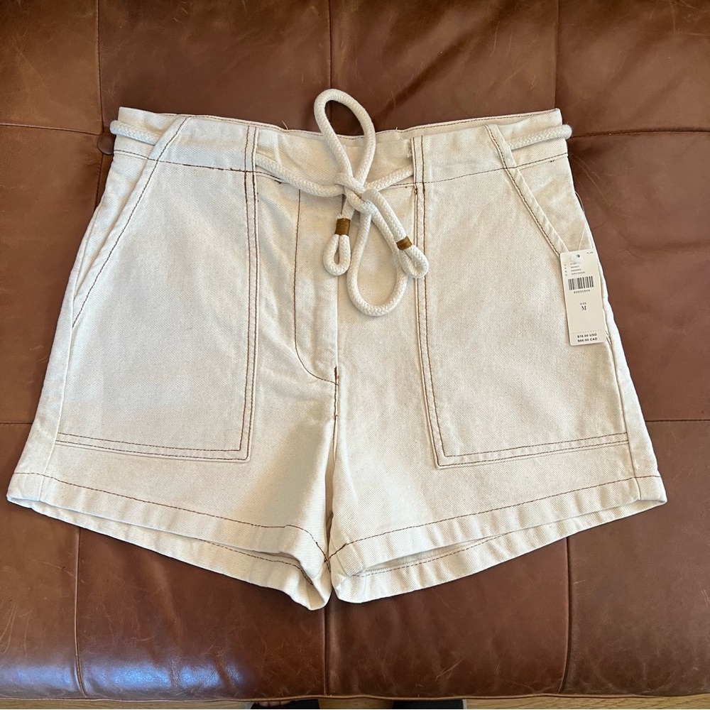 Anthropologie Current Air Ivory Belted Short